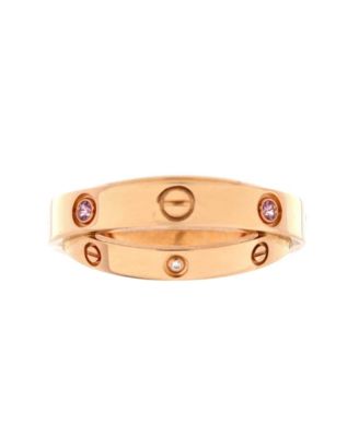  Love Double Ring 18K Rose Gold with Pink Sapphires and Diamonds