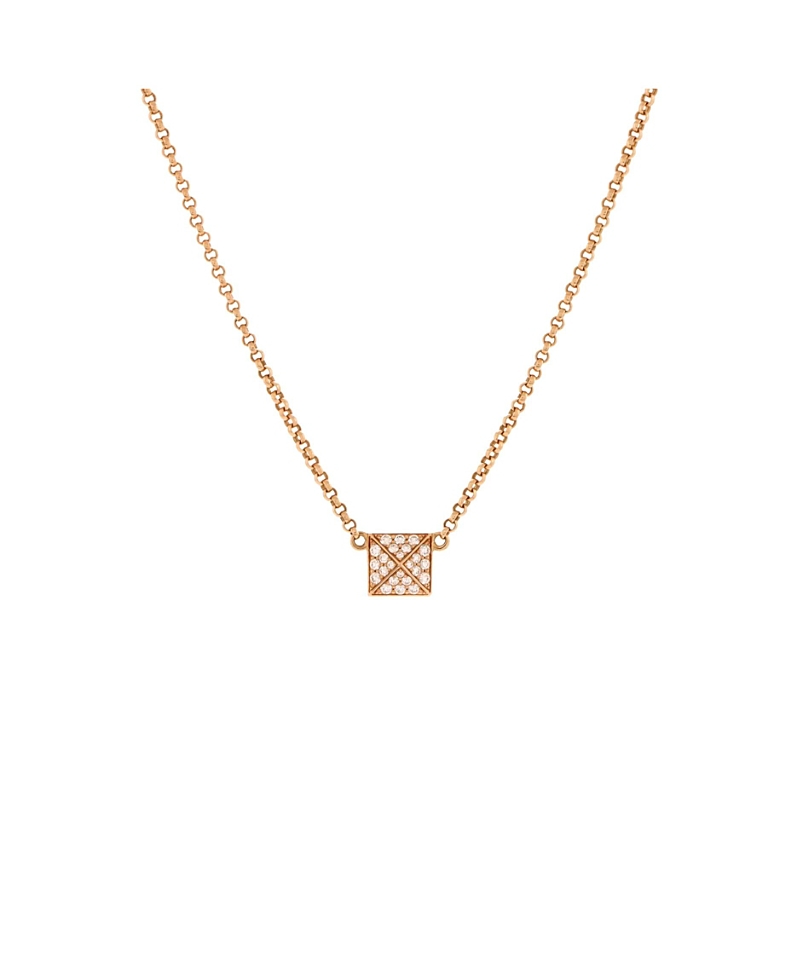 Pre-owned Pre-owned Hermes Hermes Small Clou D'h Pendant Necklace 18k Rose Gold With Diamonds In Pink