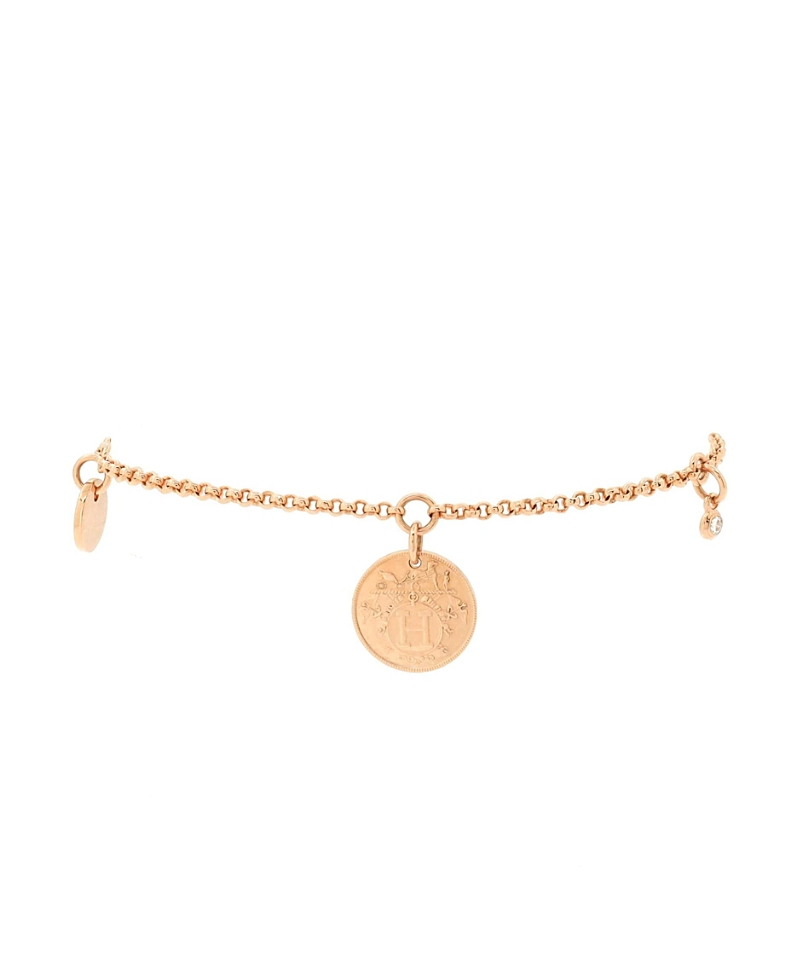 PRE-OWNED HERMES PRE-OWNED HERMES SMALL EX-LIBRIS BRACELET 18K ROSE GOLD WITH DIAMOND