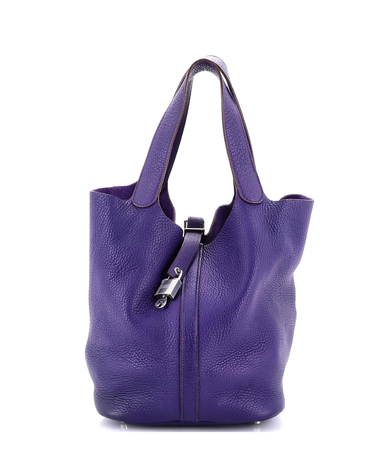 Pre-owned Pre-owned Hermes Hermes Gm Picotin Lock Bag Clemence In Purple