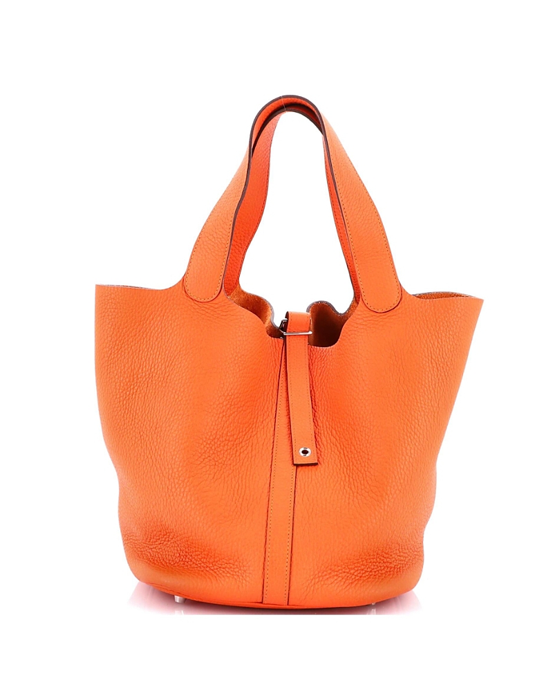 Pre-owned Pre-owned Hermes Hermes Gm Picotin Lock Bag Clemence In Orange