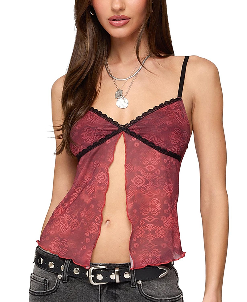Edikted Lace Trim Split Front Camisole