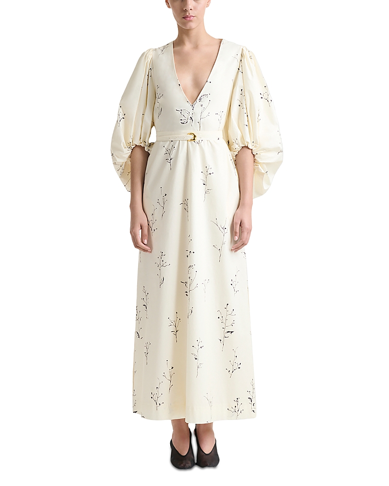 Altuzarra Corrie Botanical Print Cotton Belted Dress
