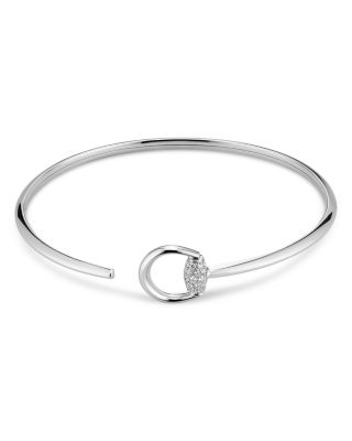 18K White Gold Diamond Horsebit Bangle Bracelet