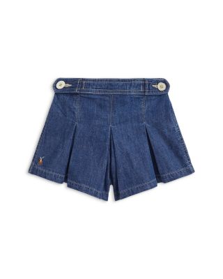 Girls' Pleated Indigo Denim Short - Little Kid