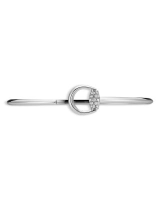 18K White Gold Diamond Horsebit Bangle Bracelet