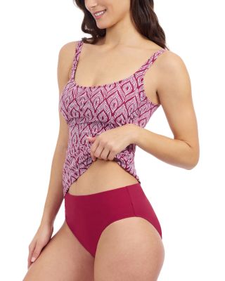Plume Square Neck D Cup Tankini &amp; Tutti Fruitti Shirred High Waist Bottom