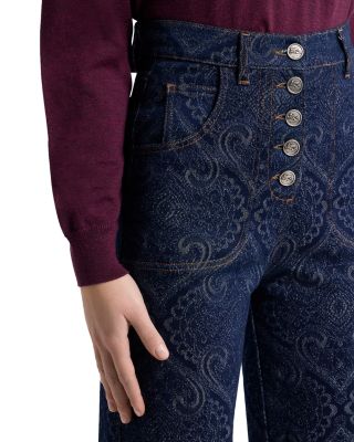 Paisley Bootcut Jeans in Dark Blue