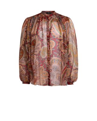 Silk Printed Blouson Sleeve Blouse