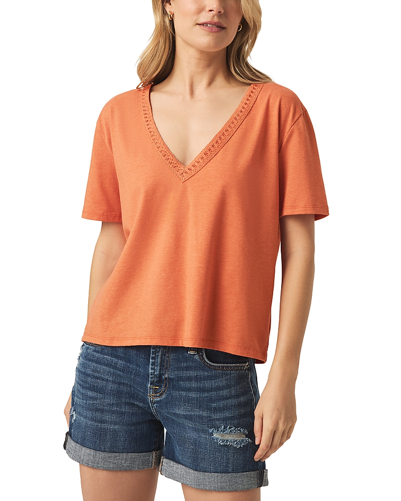 Splendid Dawn Crochet Trim Tee