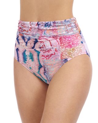 Karma Printed Center Ruched Tankini &amp; Karma Shirred High Waist Bottom