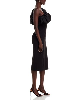 Puff Shoulder Solid Dress