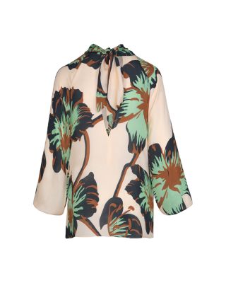 Silk Drum Beats Tie Neck Top