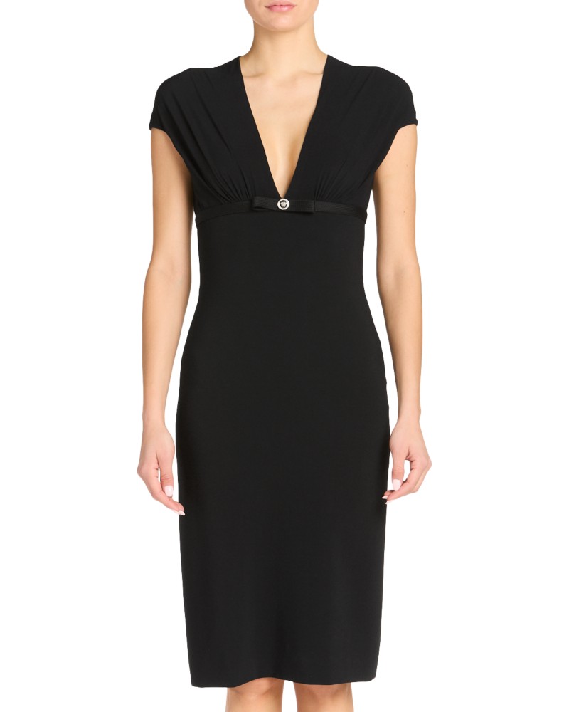 Versace Plunging Neck Dress in Black