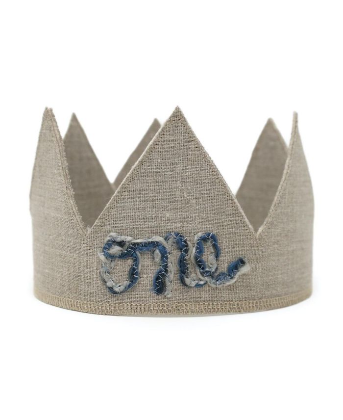 Girls' Linen Crown - "one" Yarn Embroidered Baby