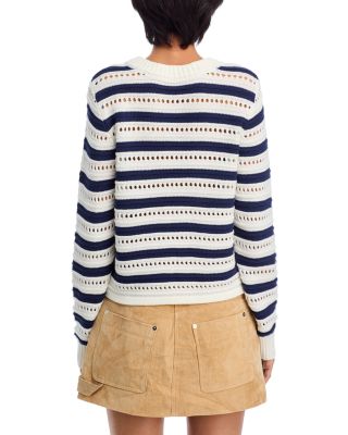Stripe Pointelle Crewneck Sweater - Exclusive