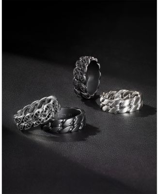 Men's Curb Chain Band Ring in Black Titanium, 8mm