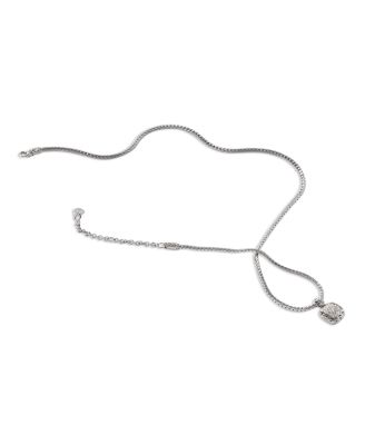 Sterling Silver Diamond Pav&eacute; Carved Chain Necklace, 16-18"