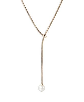 14K Yellow Gold JH Essentials Cultured Freshwater Pearl Adjustable Lariat Necklace, 23"