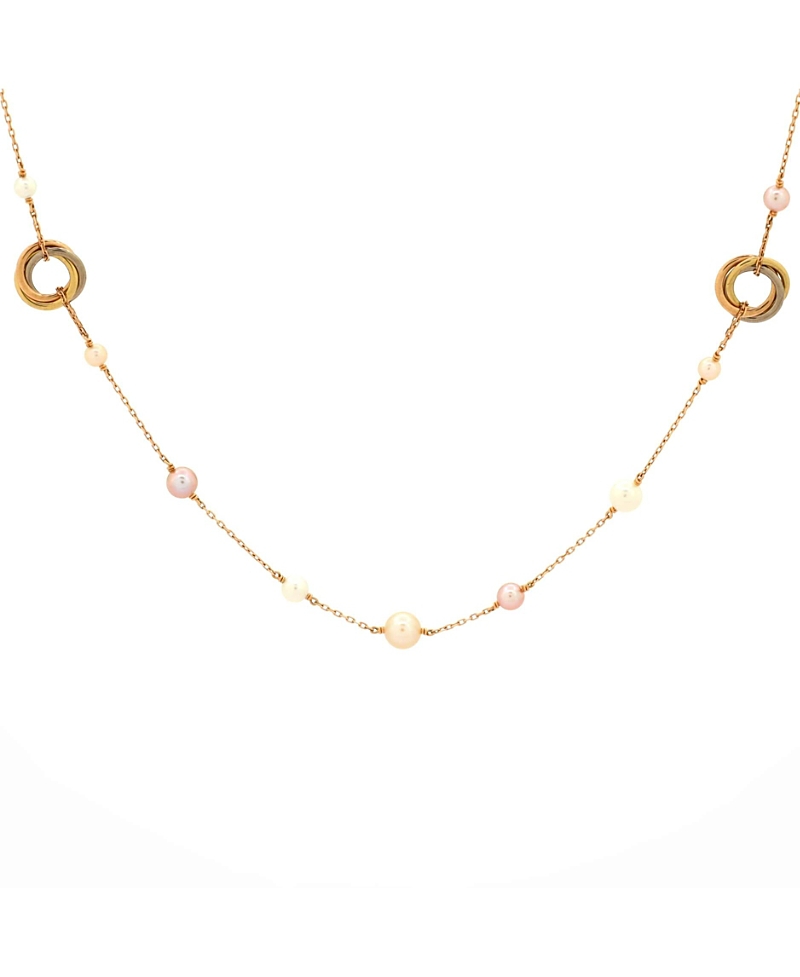 Pre-owned Pre-owned Cartier Cartier Trinity Station Long Necklace 18k Tricolor Gold With Pearls