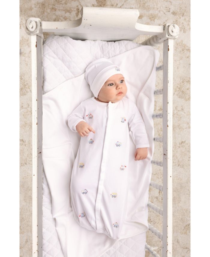 Boys' Vehicle Embroidered Cotton Gown with Hat - Baby