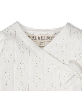  Unisex Organic Long Sleeve Pointelle Wrap Sweater &amp; Footed Legging Set - Baby