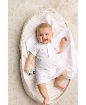 Boys' Vehicle Embroidered Cotton Shortall - Baby