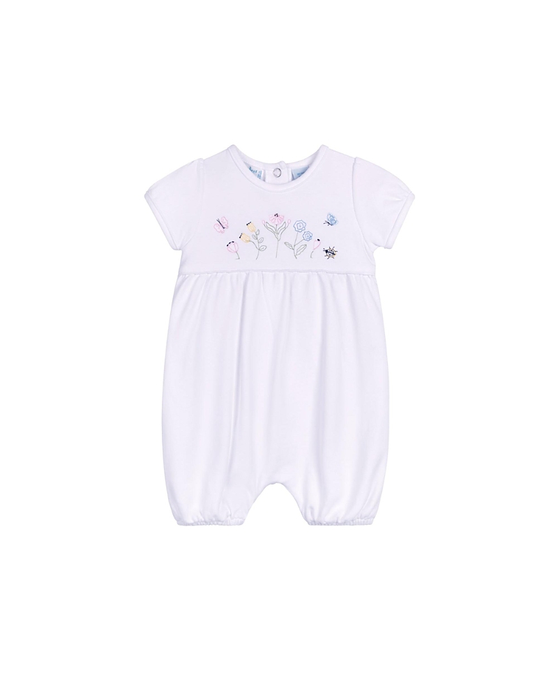Feltman Brothers Girls' Garden Embroidered Cotton Shortall - Baby In White