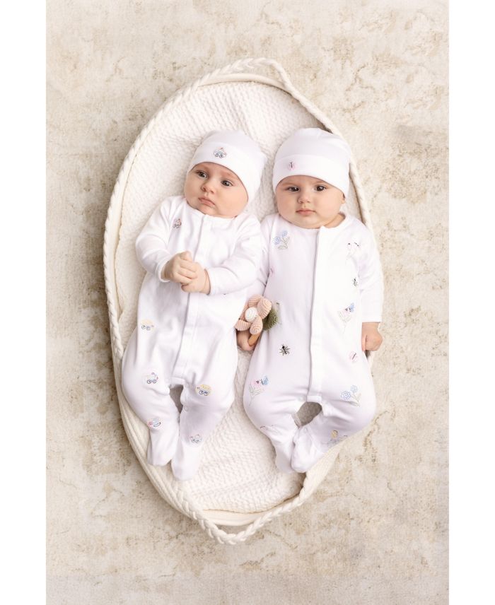 Boys' Vehicle Embroidered Cotton Romper with Hat - Baby