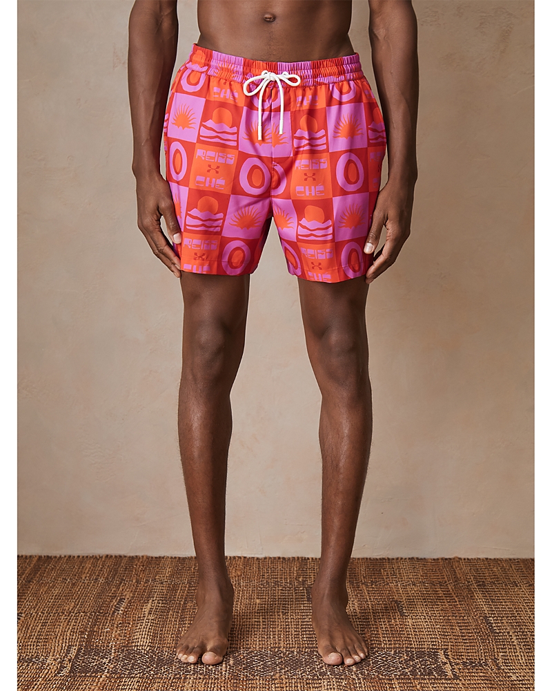 Shop Reiss Tile Print 4.9 Swim Shorts