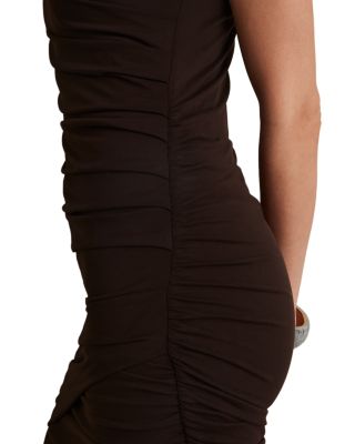 【海外限定】REISSドレス☆Ceres Ruched Jersey Mini Dress, Cho Reiss Ruched Jersey Mini Dress in Chocolate Brown - REISS