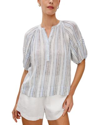 Shoshanna Stripe Puff Sleeve Top