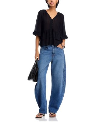 Ruffle Shadow Stripe Top - Exclusive