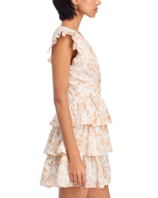 Floral Toile Ruffle Mini Dress - Exclusive