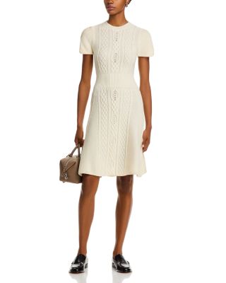 Wool Cable Knit Mock Neck Dress