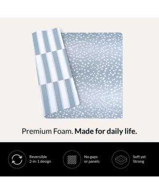 Reversible Baby Playmat - Antelope + Stripe Design – Soft, Non-Toxic Foam – Waterproof, Easy to Clean