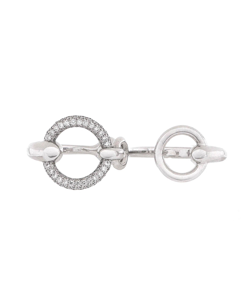 PRE-OWNED HERMES PRE-OWNED HERMES LARGE FILET D'OR DOUBLE RING 18K WHITE GOLD WITH DIAMONDS