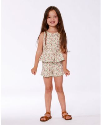  Girls' with Flounce Small Flowers Printed Tank Top - Little Kid