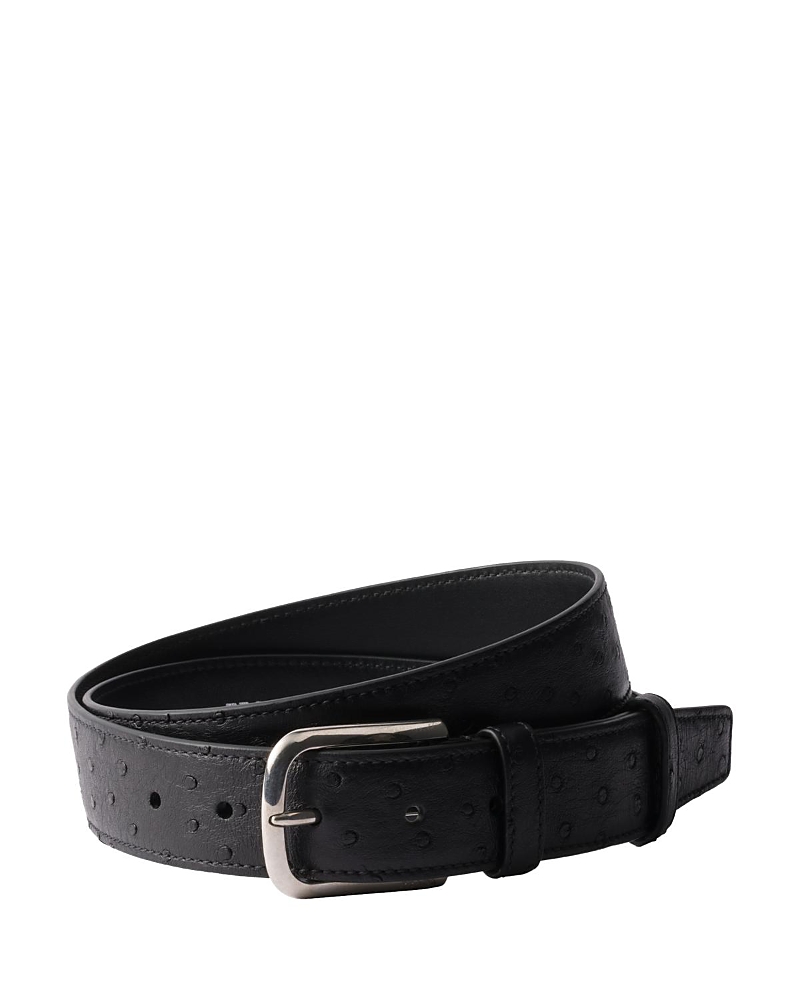 Prada Ostrich Leather Belt In Black