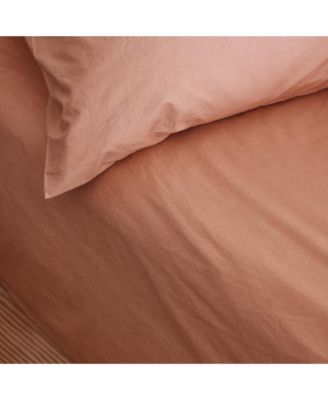 Washed Cotton Percale Fitted Sheet, King