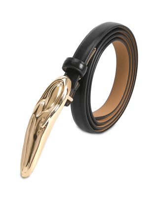 Liquid Luxe Women's Black Leather Belt