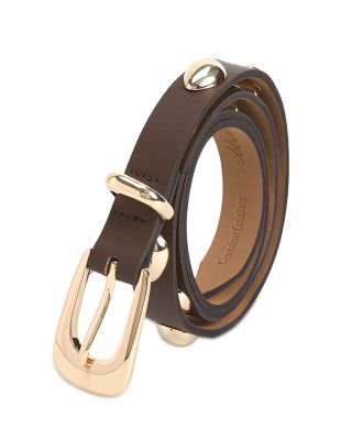 Women's Teardrop Studded Brown Leather Belt 