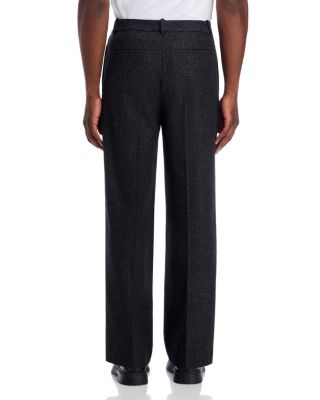 Pinstriped Wool Blend Wide Leg Trousers