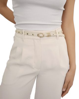 Women's Classic Studded Skinny Leather Belt