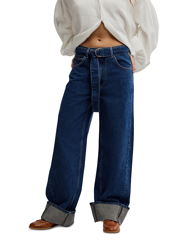 Free People East Bay Cuffed High Rise Jeans In Concord In Blue