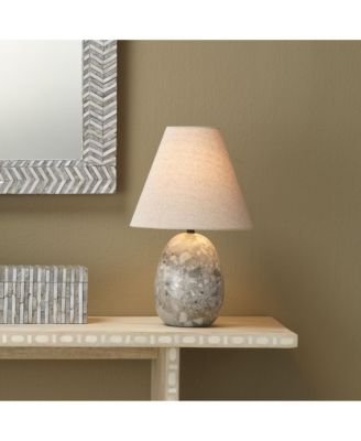  Capsule Travertine Table Lamp with Linen Shade
