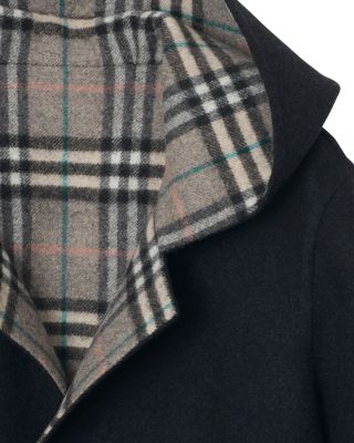 Reversible Wool Hooded Wrap Coat