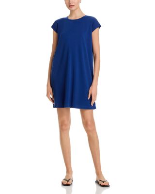 Crinkled Jersey Crewneck Elbow Sleeve Top