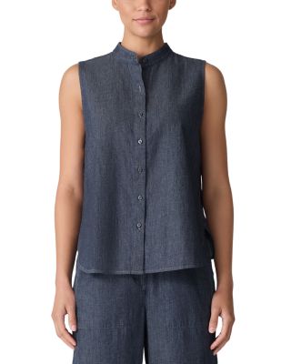Mandarin Collar Sleeveless Shirt
