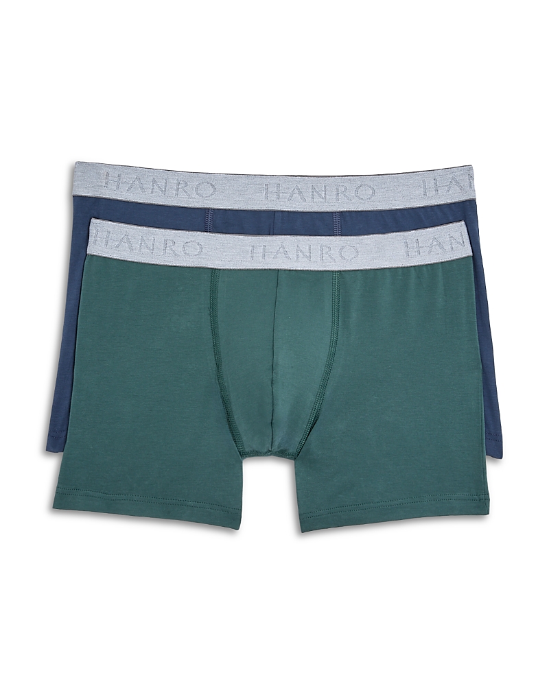 Hanro Essentials Cotton Stretch Boxer Briefs, Pack Of 2 In Green